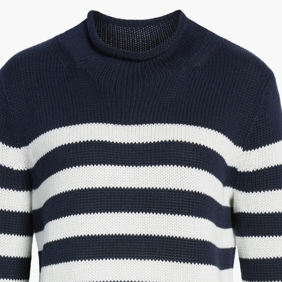 J.crew 1988 Stripe Roll Neck knit Crop Sweater   100% cotton - Picture 5 of 8